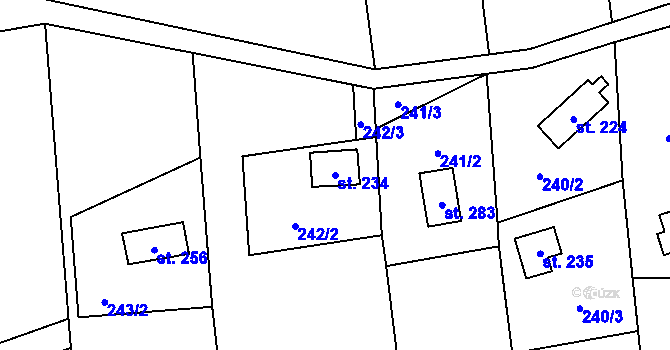 Parcela st. 234 v KÚ Žopy, Katastrální mapa
