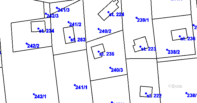 Parcela st. 235 v KÚ Žopy, Katastrální mapa