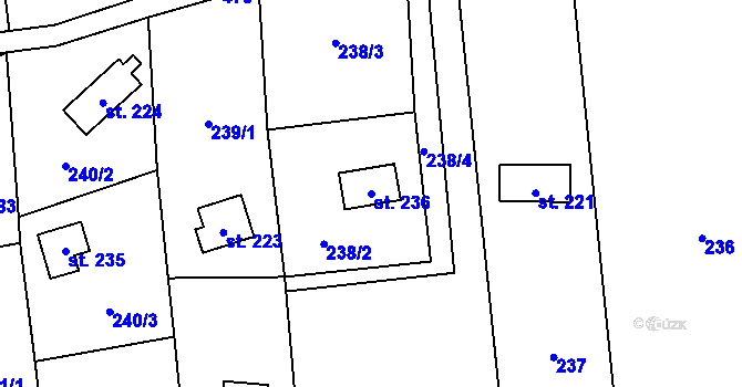 Parcela st. 236 v KÚ Žopy, Katastrální mapa