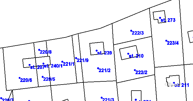 Parcela st. 239 v KÚ Žopy, Katastrální mapa