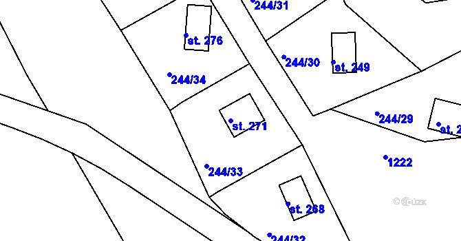 Parcela st. 271 v KÚ Žopy, Katastrální mapa