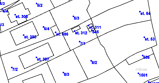 Parcela st. 7/1 v KÚ Žopy, Katastrální mapa