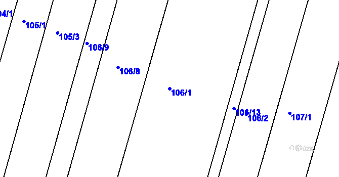 Parcela st. 106/1 v KÚ Žopy, Katastrální mapa