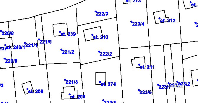 Parcela st. 222/2 v KÚ Žopy, Katastrální mapa