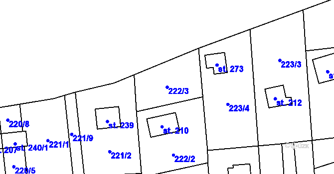 Parcela st. 222/3 v KÚ Žopy, Katastrální mapa