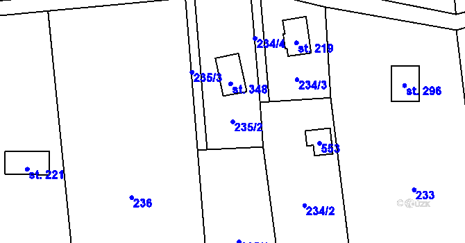 Parcela st. 235/2 v KÚ Žopy, Katastrální mapa