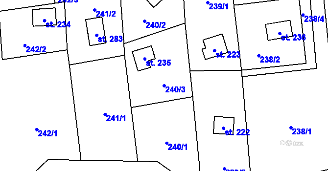 Parcela st. 240/3 v KÚ Žopy, Katastrální mapa