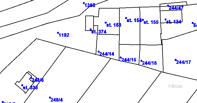 Parcela st. 244/14 v KÚ Žopy, Katastrální mapa