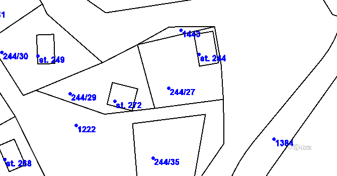 Parcela st. 244/27 v KÚ Žopy, Katastrální mapa