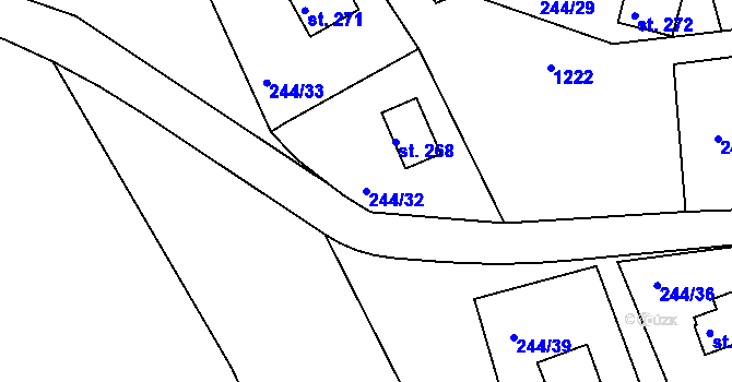Parcela st. 244/32 v KÚ Žopy, Katastrální mapa