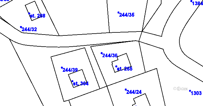 Parcela st. 244/36 v KÚ Žopy, Katastrální mapa