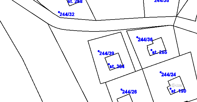 Parcela st. 244/39 v KÚ Žopy, Katastrální mapa