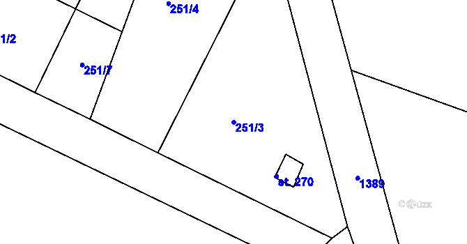 Parcela st. 251/3 v KÚ Žopy, Katastrální mapa