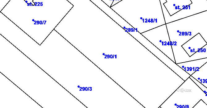 Parcela st. 290/1 v KÚ Žopy, Katastrální mapa