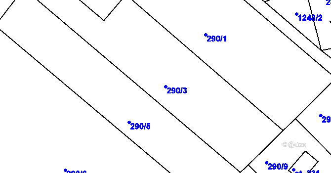 Parcela st. 290/3 v KÚ Žopy, Katastrální mapa