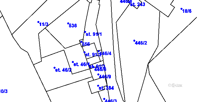 Parcela st. 446/4 v KÚ Žopy, Katastrální mapa