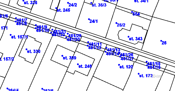 Parcela st. 481/12 v KÚ Žopy, Katastrální mapa