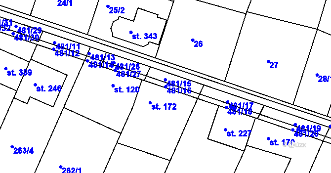 Parcela st. 481/16 v KÚ Žopy, Katastrální mapa