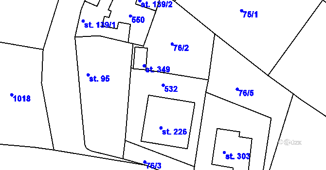 Parcela st. 532 v KÚ Žopy, Katastrální mapa