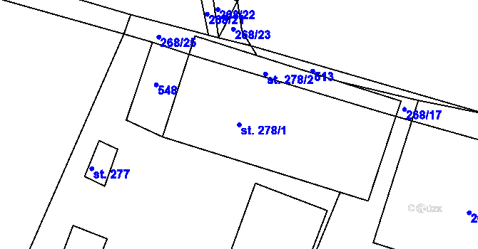 Parcela st. 278/1 v KÚ Žopy, Katastrální mapa