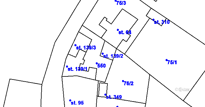 Parcela st. 139/2 v KÚ Žopy, Katastrální mapa