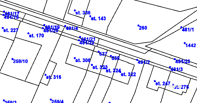 Parcela st. 537 v KÚ Žopy, Katastrální mapa
