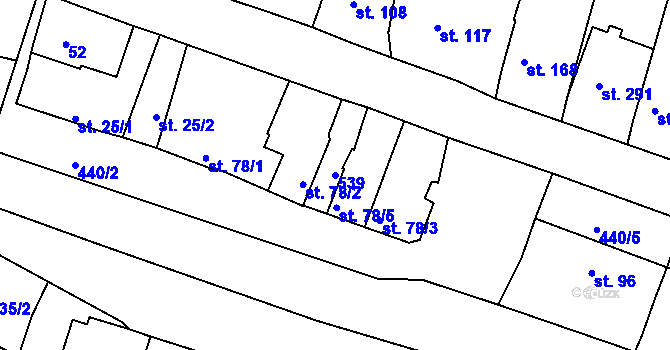 Parcela st. 539 v KÚ Žopy, Katastrální mapa