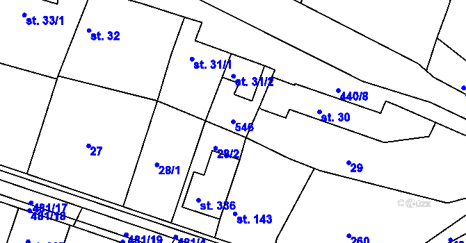 Parcela st. 546 v KÚ Žopy, Katastrální mapa