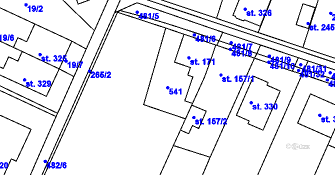 Parcela st. 541 v KÚ Žopy, Katastrální mapa