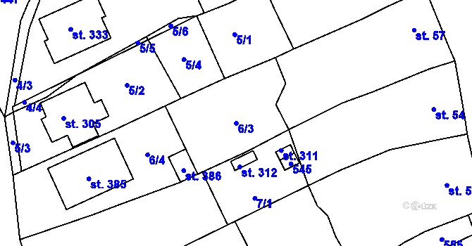Parcela st. 6/3 v KÚ Žopy, Katastrální mapa
