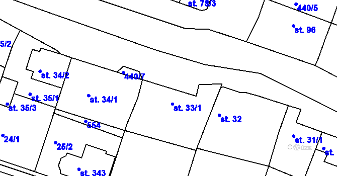 Parcela st. 33/2 v KÚ Žopy, Katastrální mapa