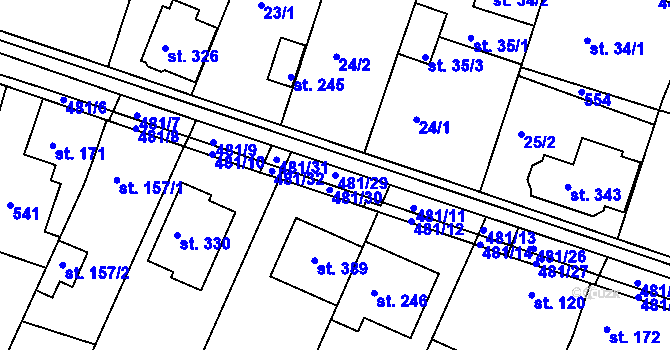 Parcela st. 481/29 v KÚ Žopy, Katastrální mapa