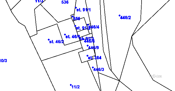 Parcela st. 446/9 v KÚ Žopy, Katastrální mapa