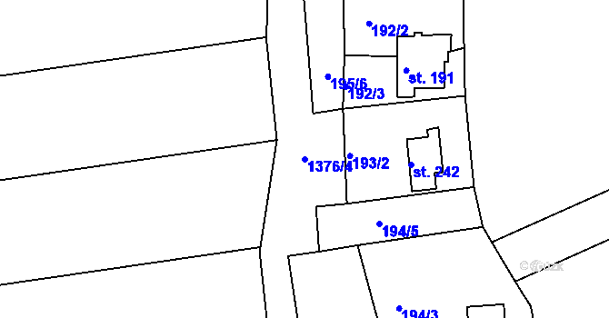Parcela st. 1376/4 v KÚ Žopy, Katastrální mapa