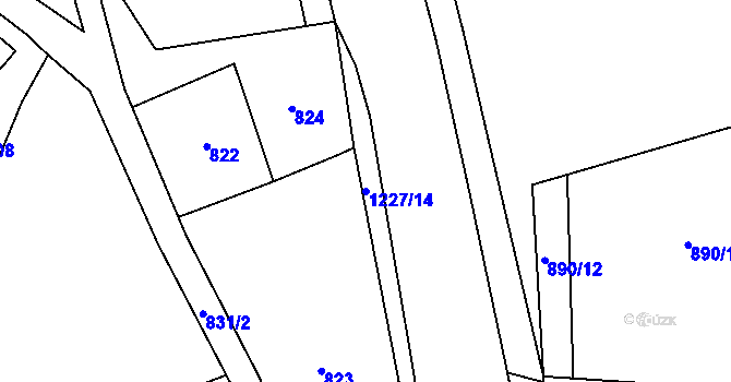 Parcela st. 1227/14 v KÚ Žulová, Katastrální mapa
