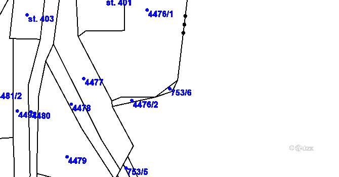 Parcela st. 753/6 v KÚ Žulová, Katastrální mapa