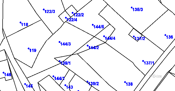 Parcela st. 144/2 v KÚ Žulová, Katastrální mapa