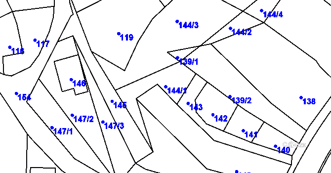 Parcela st. 144/1 v KÚ Žulová, Katastrální mapa