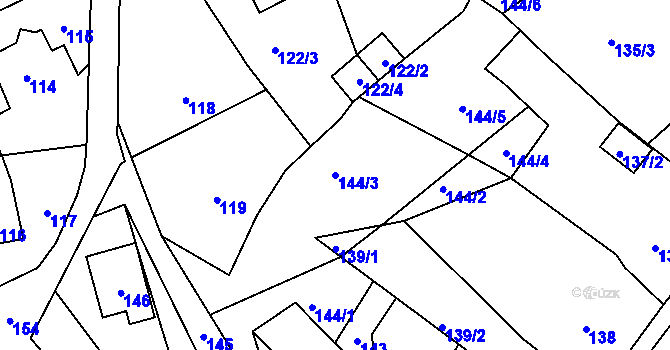 Parcela st. 144/3 v KÚ Žulová, Katastrální mapa