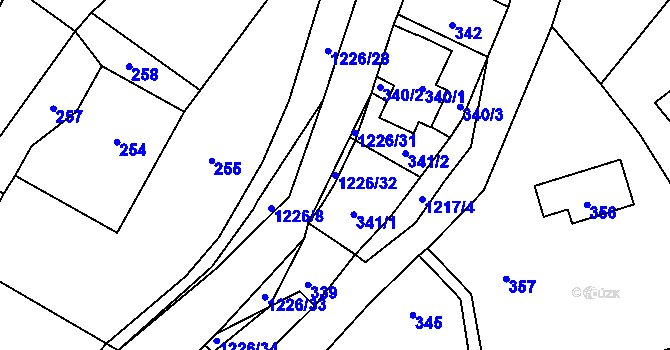 Parcela st. 1226/32 v KÚ Žulová, Katastrální mapa