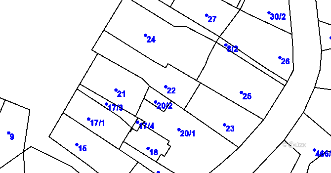 Parcela st. 22 v KÚ Žulová, Katastrální mapa