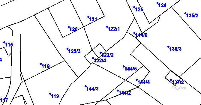 Parcela st. 122/2 v KÚ Žulová, Katastrální mapa