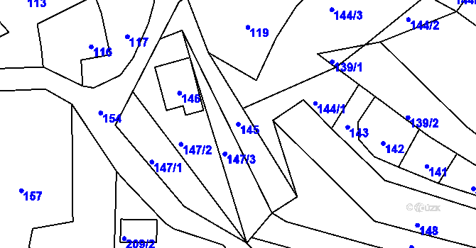 Parcela st. 145 v KÚ Žulová, Katastrální mapa