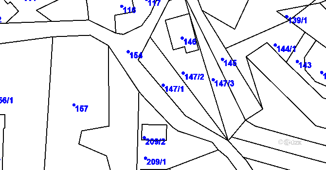 Parcela st. 147/1 v KÚ Žulová, Katastrální mapa