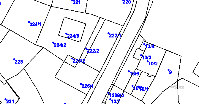Parcela st. 222 v KÚ Žulová, Katastrální mapa