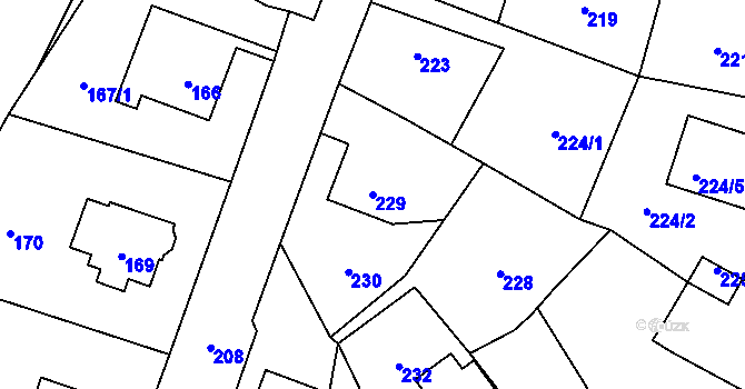 Parcela st. 229 v KÚ Žulová, Katastrální mapa
