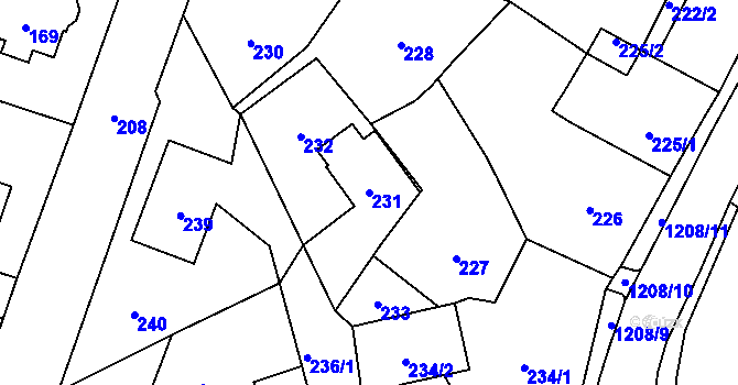 Parcela st. 231 v KÚ Žulová, Katastrální mapa