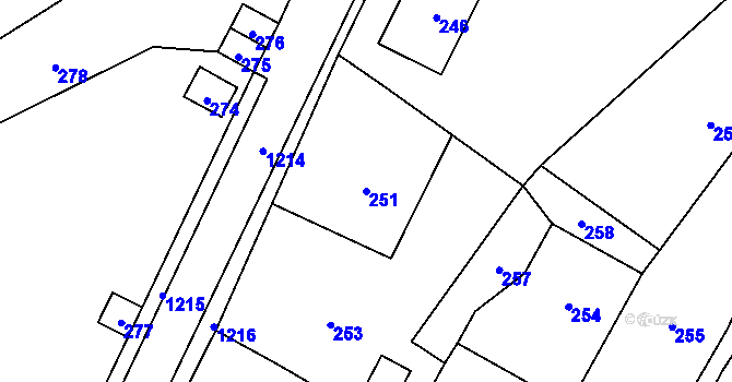 Parcela st. 251 v KÚ Žulová, Katastrální mapa