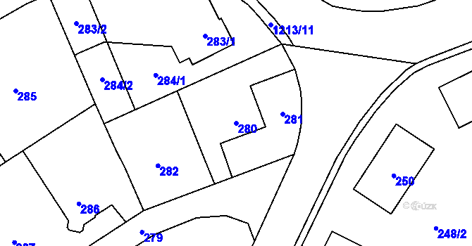 Parcela st. 280 v KÚ Žulová, Katastrální mapa