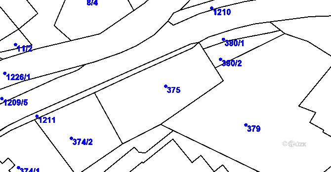 Parcela st. 375 v KÚ Žulová, Katastrální mapa